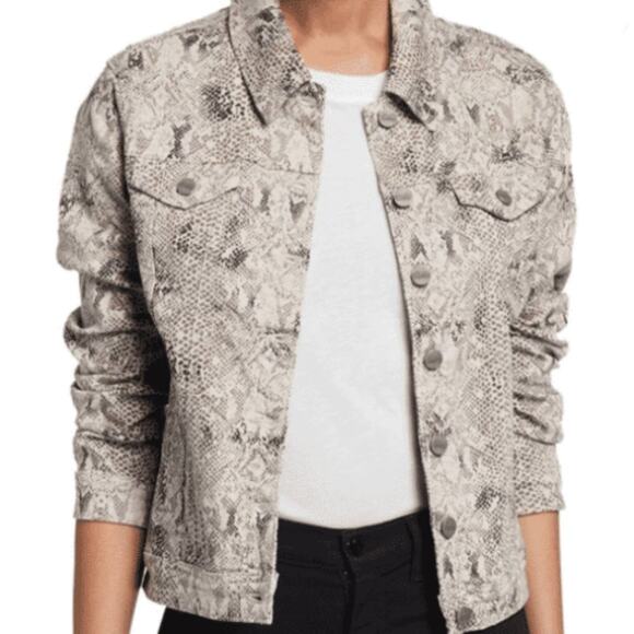 NEW Nanette LEPORE tan animal print jean jacket